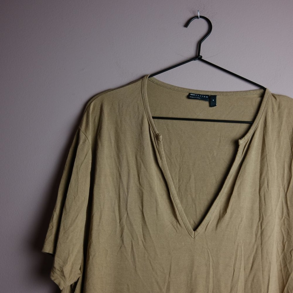 ASOS Designs Taupe Vneck Tee Shirt Dress - M